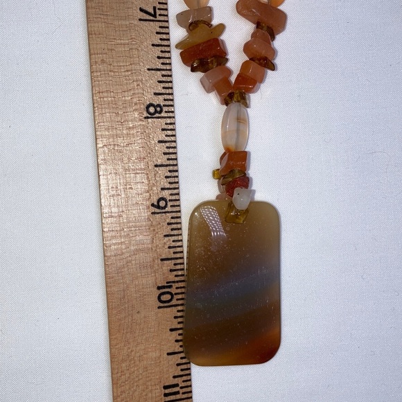 Vintage Red Banded Agate Necklace 10 1/2” Length - Picture 9 of 16
